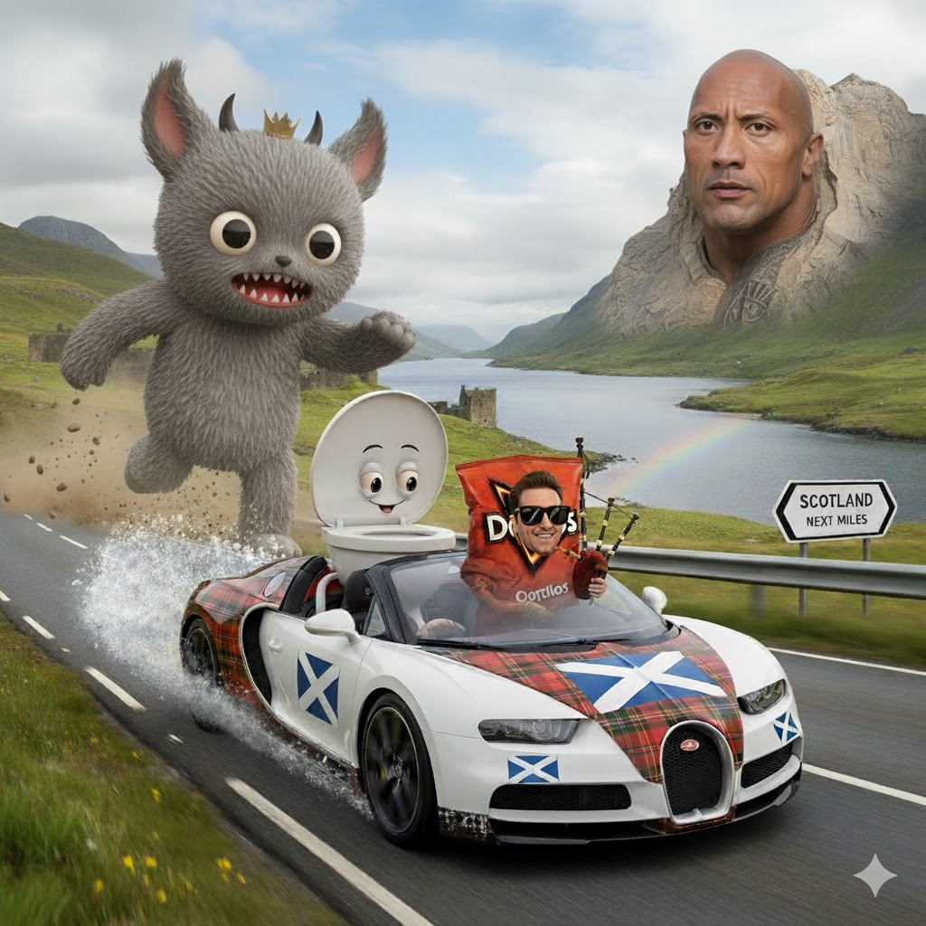 The Adventures of Skibidi Guy, Cool Ranch Jimmy Fallon, and Temu Labubu: Big Rock in Little Scottland